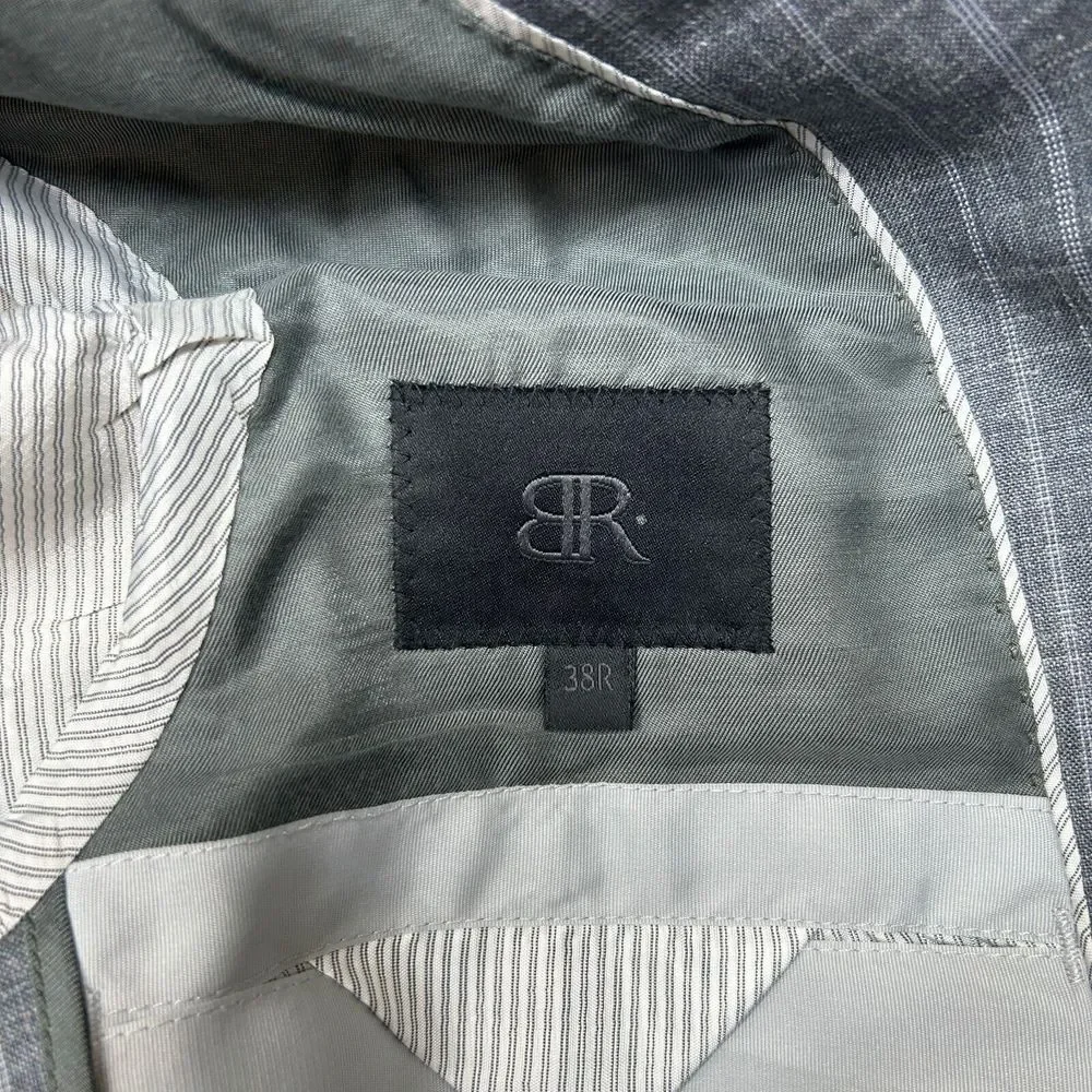 Banana Republic Silk Linen Sport Coat Mens 38R Grey Stripe Vitale Barberis Italy